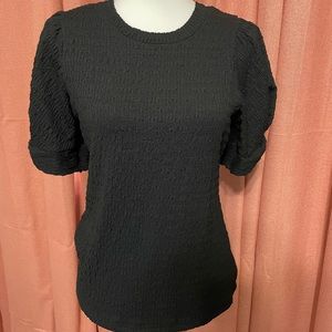 Ces Femme Black Smocked Puff Sleeve T-Shirt